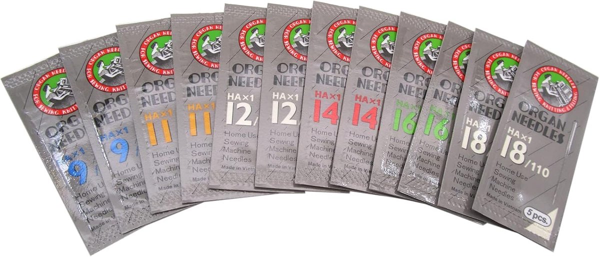 SnelShoppen - Organ Naalden in Heldere Plastic Box - 60 Stuks Naalden Set 9/65, 11/75, 12/80, 14/90, 16/100, 18/110 - Voor Diverse Naaimachines