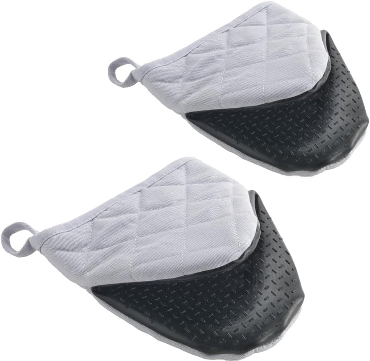 Thijox - Ovenhandschoenen met anti-slip grip, hittebestendig tot 250 graden, 14 cm, set van 2, grijs, perfect voor keuken en barbecue