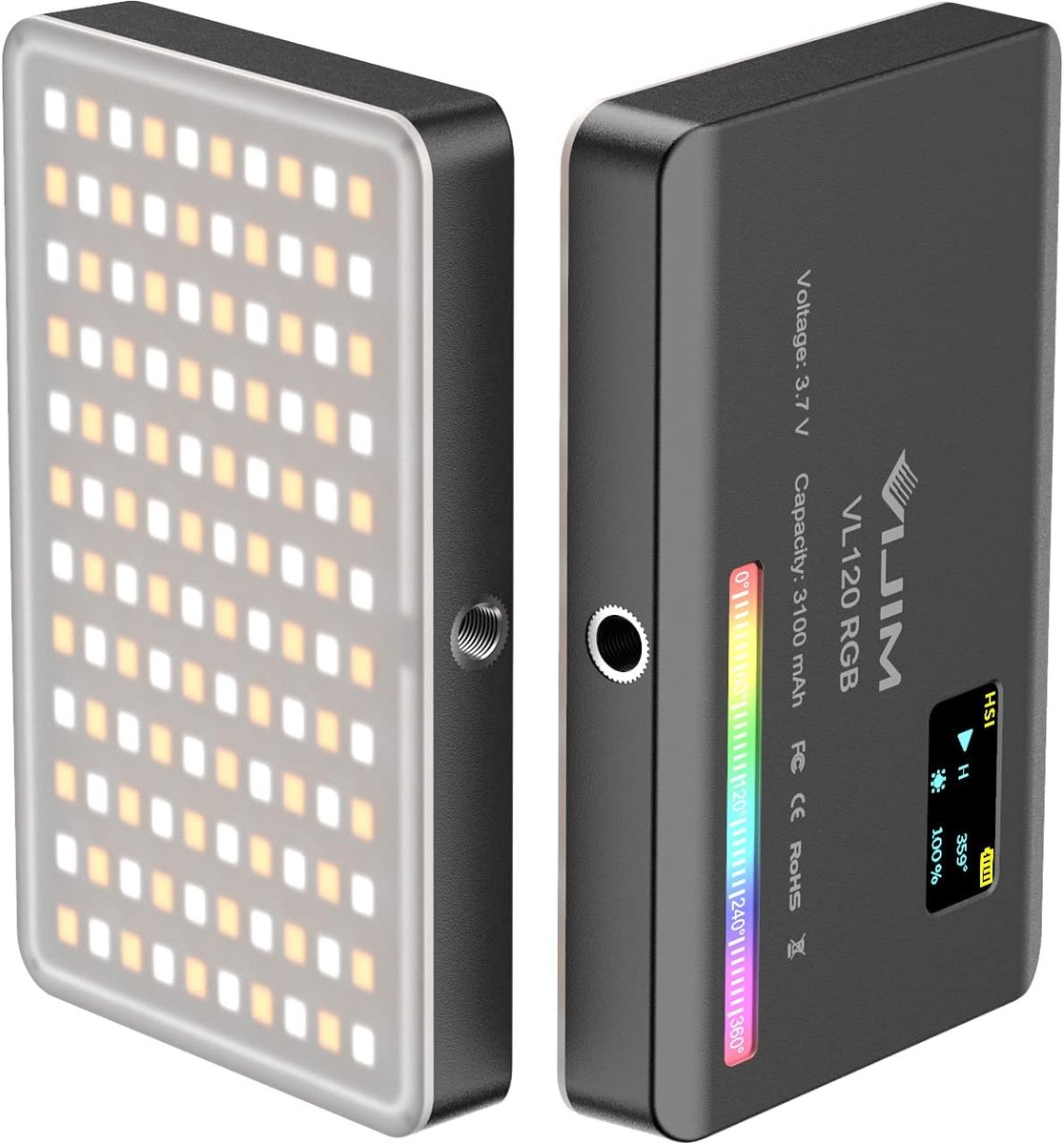 SnelShoppen - VIJIM VL120 RGB Multi Color LED Video Light - 360 Kleuren, Instelbare Kleurtemperatuur 2500K-9000K, 20 Voorgeprogrammeerde Scènes, Ideaa