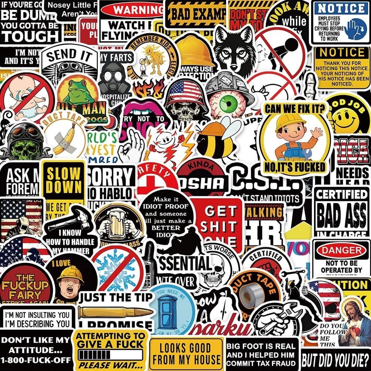 SnelShoppen - Safety Helmet Sticker Set - 100 Graffiti Stickers voor Skateboard, Motor, Fiets, Snowboard, Luggage, Laptop, Auto, Koffer - Waterproof P