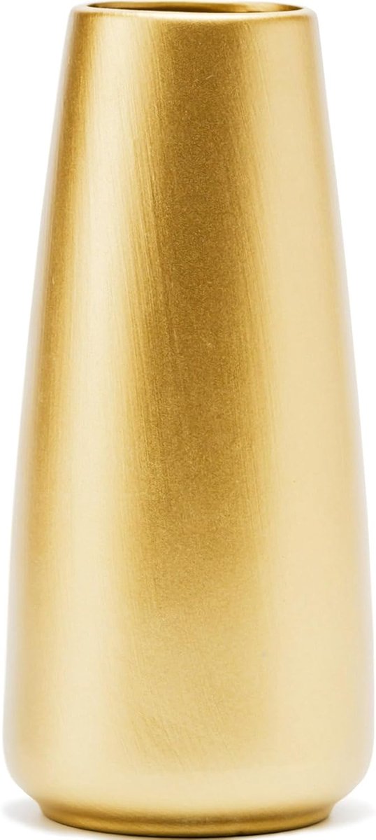 SnelShoppen - Light Gold Vaasje - 25 cm Gouden Keramisch Bloemenvaas voor Thuis/Tafel/Afwerking Decoratie, Minimalistisch Modern Keramische Vazen voor