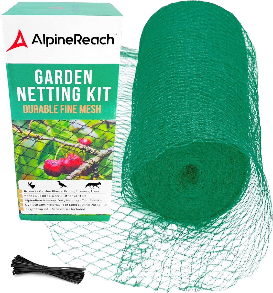 SnelShoppen - Tuinnet, Vogelnet, 4.5m x 9m, Extra Sterk Geweven Mesh, Herbruikbaar, Zware Kwaliteit, Bescherming voor Planten en Fruitbomen, Groen, Di