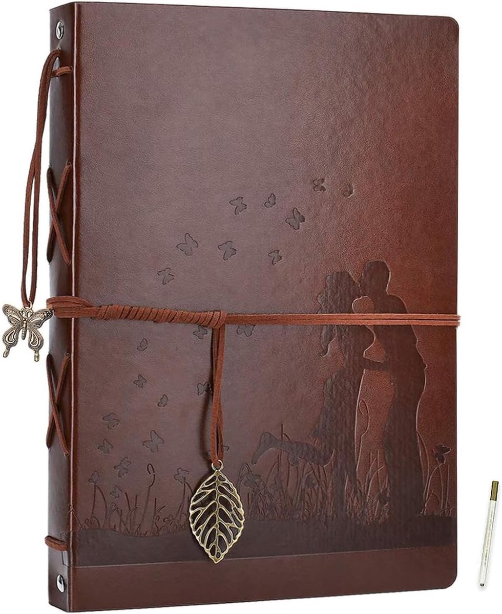 SnelShoppen - Zelfklevend Fotoalbum met 60 Blanke Pagina's, DIY Leer Album voor Scrapbooking, Verjaardag, Kerst, Cadeau voor Vrouwen en Meisjes - Kiss