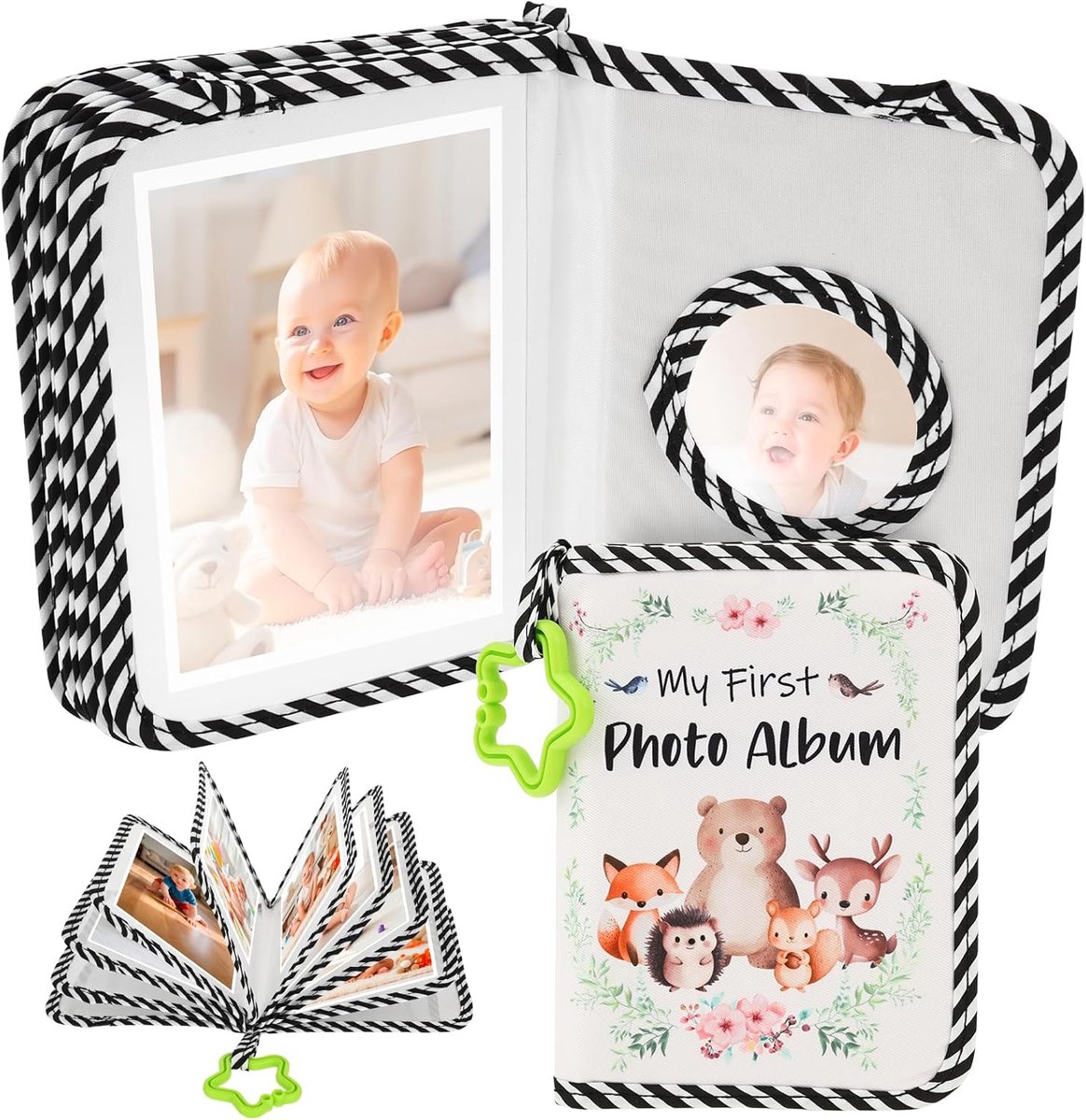 SnelShoppen - Baby Photo Album 10x15cm - 17 Foto's - Mijn Eerste Familie Album - Dierenboek - Zachte Stofcover - Ideaal voor Nieuwe Ouders - Baby Show