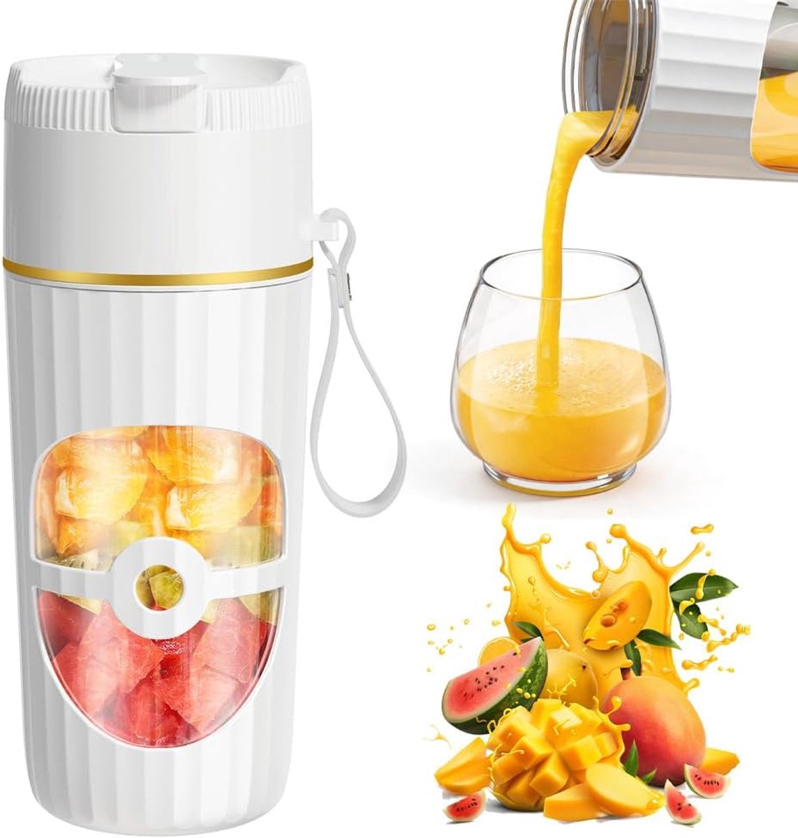 SnelShoppen - Draagbare Mixer 400 ml - Mini Smoothie Maker met 10 Roestvrijstalen Messen - USB Oplaadbaar voor Shakes, Sap en Smoothies Thuis, Sport e
