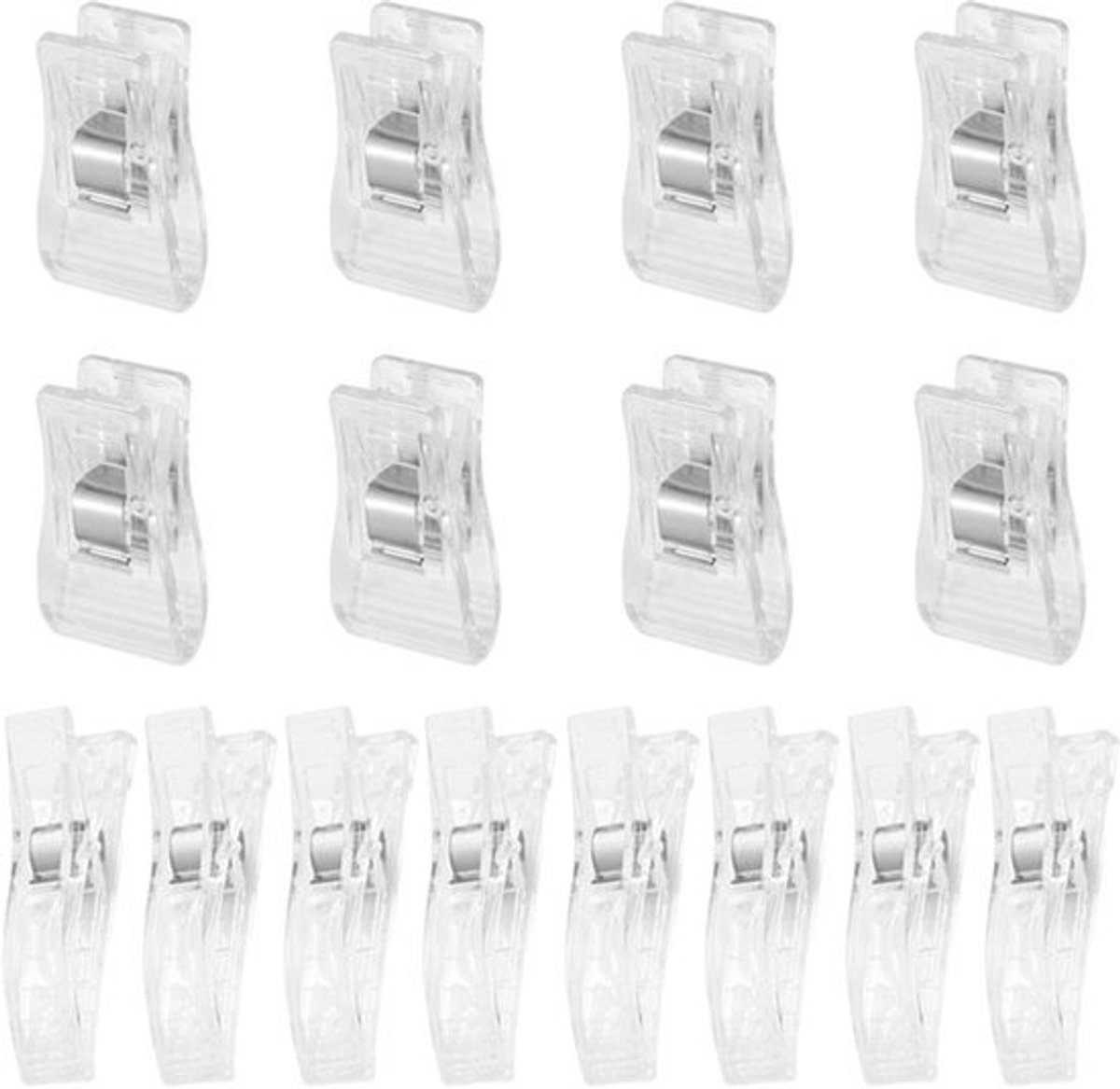 16 Clips - Plastic, Transparant, Multifunctioneel