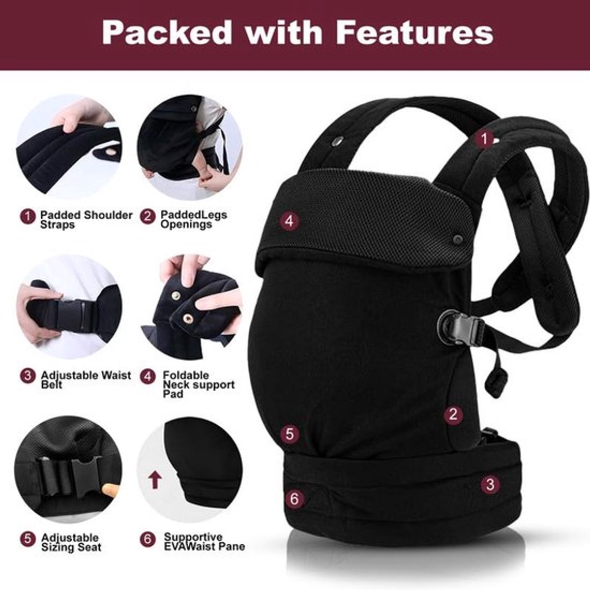 Draagzak Baby - Babydrager - Kinderdrager - Draagzakken - Draagzak Peuter - Draagzak - Baby Draagzak - Draagzak Peuter en Baby - Maximale Belasting 20 kg - Ergonomische M-positie - Rugdrager - Verstelbaar en Ademend - Draagzakken - Babydraagzak – foto 2
