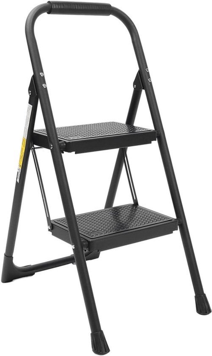 Opvouwbare Stalen 2-trapsladder Stevige Antislipkruk met Brede Pedalen - Capaciteit van 330 Lbs