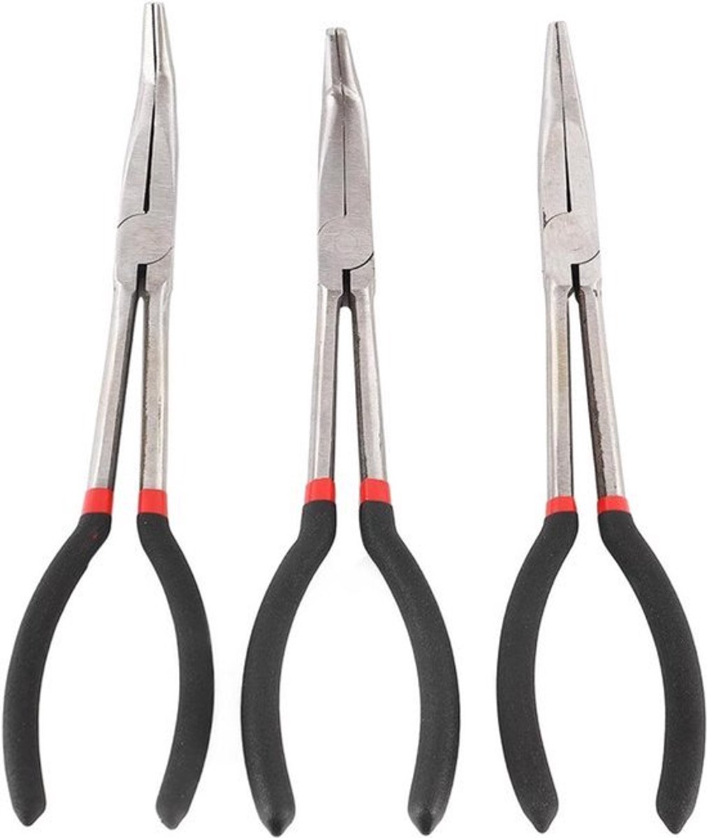 Verlengde Punttang Rechte 45 90 Graden Punten Bereik Tanggereedschap - Comfortabele Handgrepen voor Mechanische Elektrische Elektronische Reparatie, 11 Inch