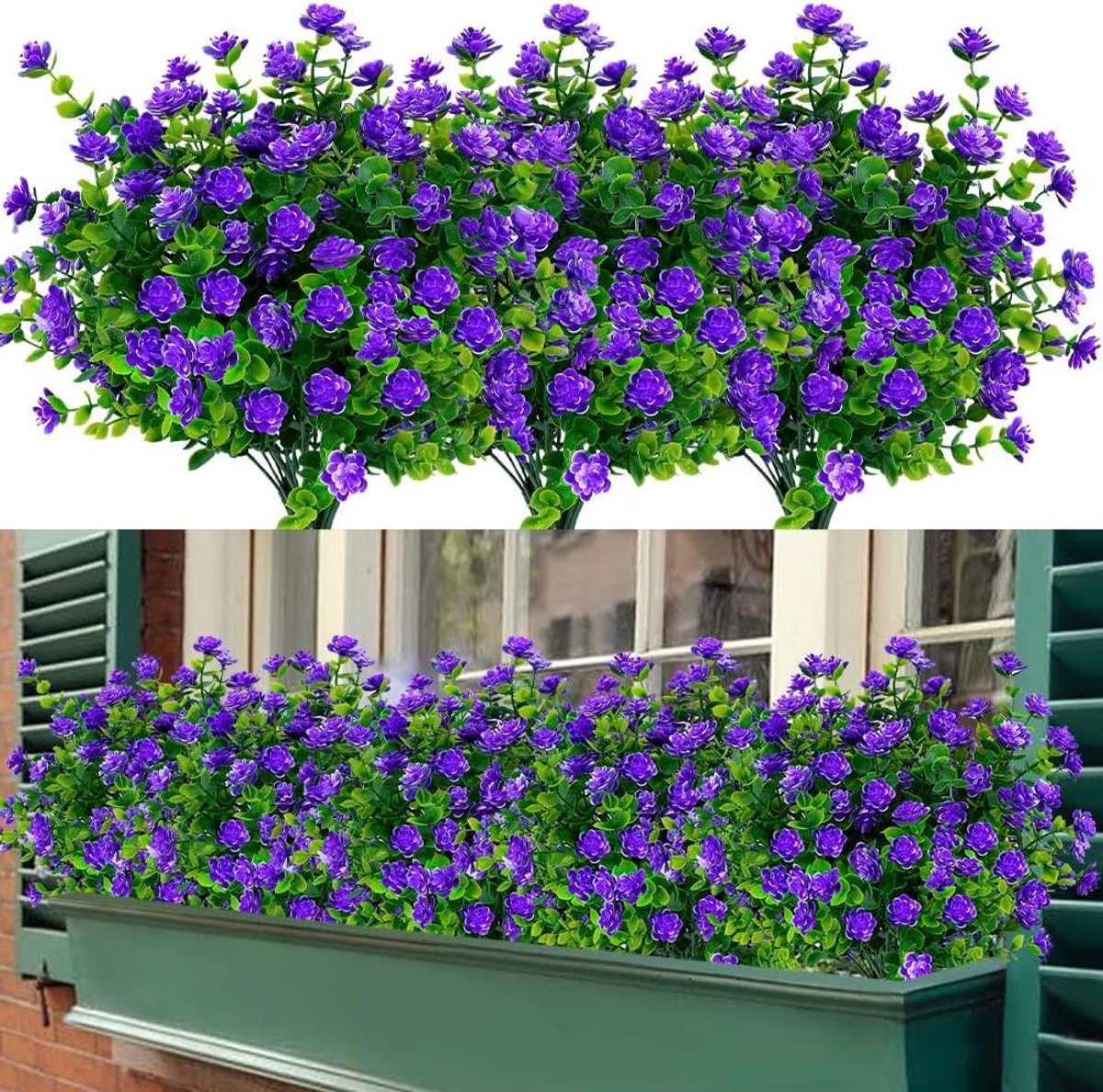 Kunstbloemen - Nep planten - Decoratie Binnen Buiten - UV bestendig - 24 bundels - Paars