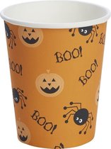 10x Oranje Halloween bekers met print 240 ml - wegwerpbekers