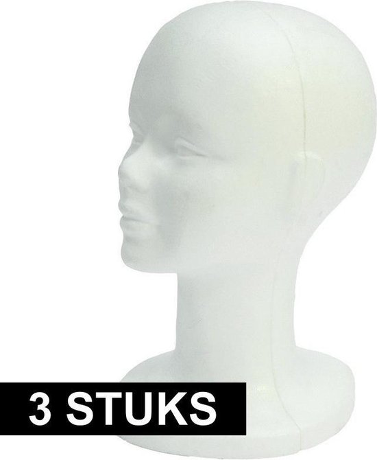 Piepschuim paspop/pruiken display hoofden 30 cm 3 stuks - Etalage/winkel  materiaal | bol.com