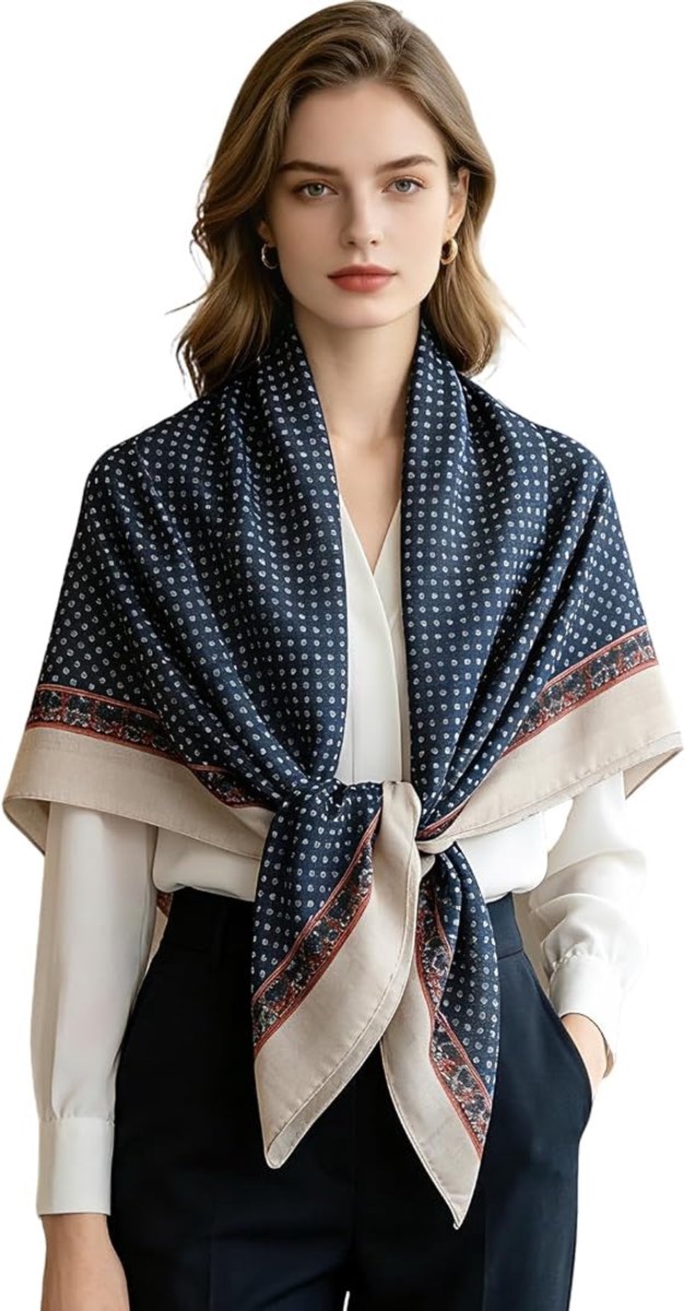 Sjaal - Sjaaltjes dames - Sjaal dames - Hoofddoek dames- Vierkante Hoofddoek 110 x 110 cm – Zachte Dames Sjaal van Polyester, Grote Haar Sjaal voor Haarbescherming - Hoofddoek - Schouderdoek - Omslagdoek - Bandana en Reizen
