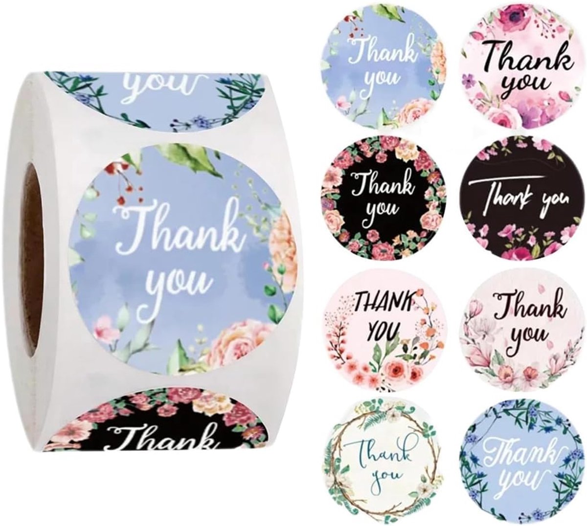 SnelShoppen - 500 Stuks Bedankstickers voor Verpakking, Enveloppen en Geschenken - Hoogwaardig Papier, Sterke Hechting, Perfect voor Bruiloften en Kok