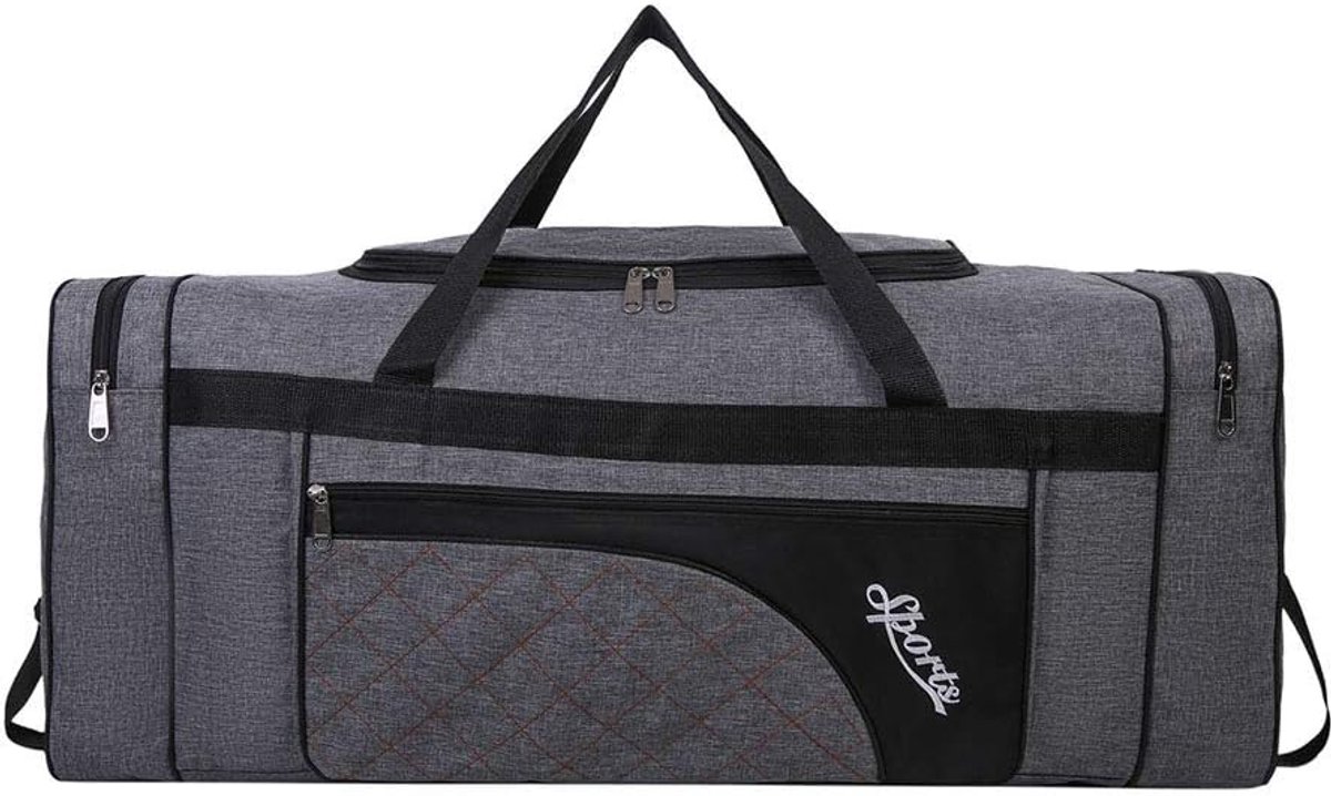 SnelShoppen - 80L Vouwbare Reistas, Sporttas met Schoencompartiment, Lichtgewicht en Waterdicht, Grote Capaciteit, Unisex, Grijs