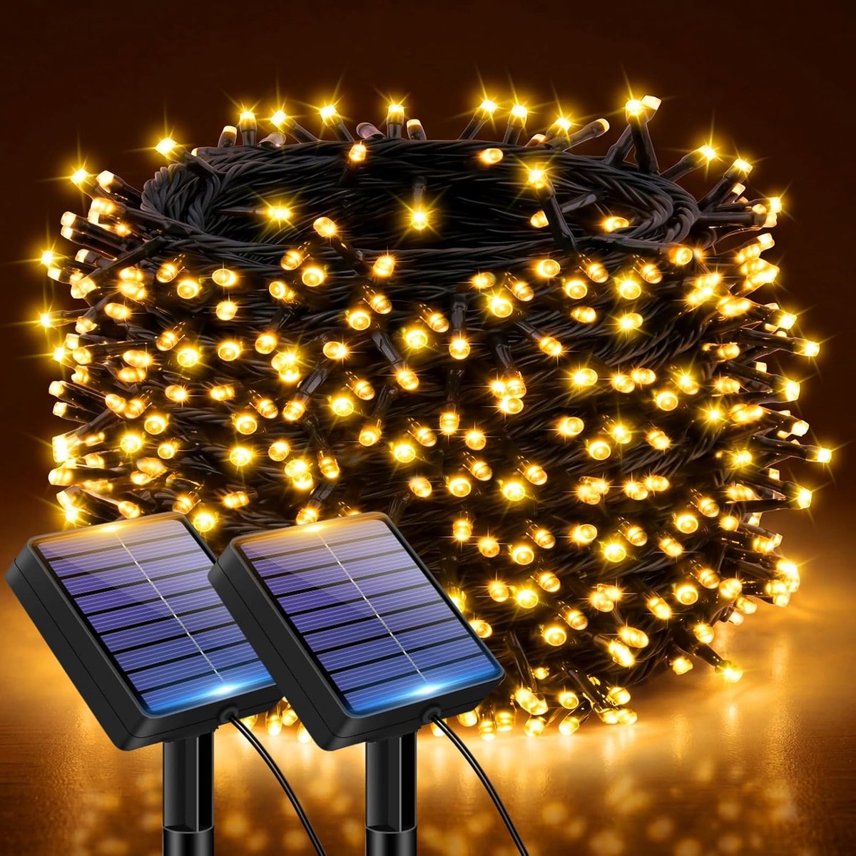 SnelShoppen - Lichtsnoer op Zonne-energie 12m met 120 LED's - Weerbestendig IP65 Waterdicht Warmwit - Perfect voor Buiten, Tuin, Feest en Camping