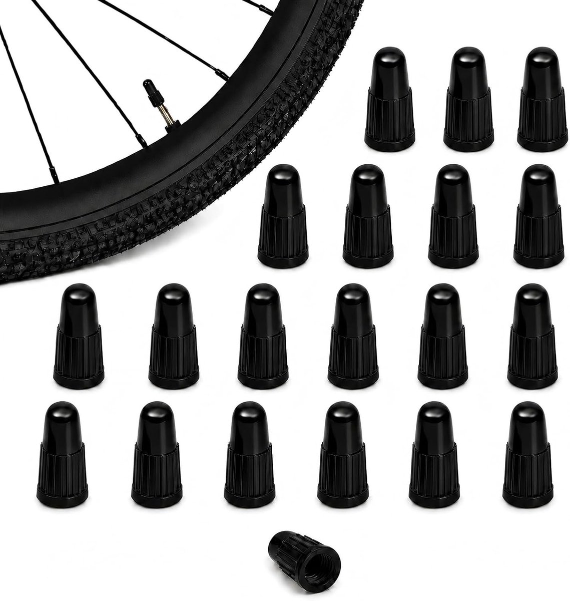 SnelShoppen - 20 Stuks Presta Ventieldopjes Fiets Wit, Kunststof Stofdoppen voor Racefiets, MTB, E-Bike, Citybike, Trekkingfiets, Dunlop-Type, Reserve