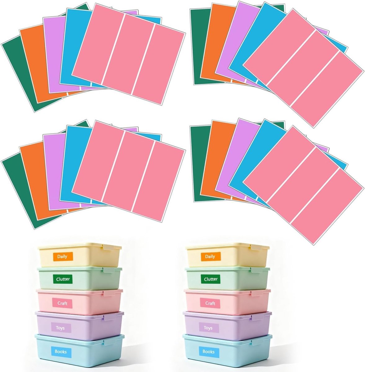 60 Kleurige Zelfklevende Labels voor Opbergdozen, Verhuislabels, Naamlabels en Adreslabels voor Thuis en Kantoororganisatie