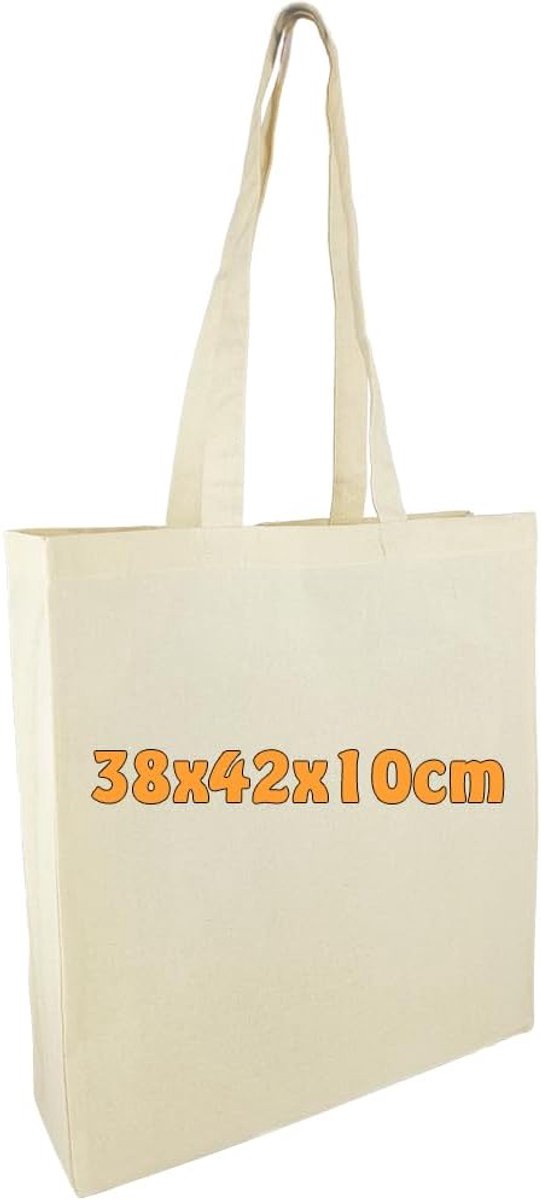 Cottonbagjoe Shopping bag - unprinted - side and bottom fold - long handles - jute bag - ShopVlot