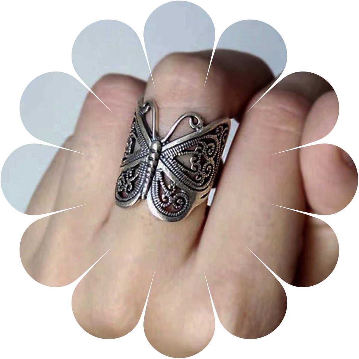 Vintage Butterfly Wrap Rings Gold Metal Butterfly Rings Adjustable Butterfly Finger Rings Adjustable Butterfly Ankle - ShopVlot