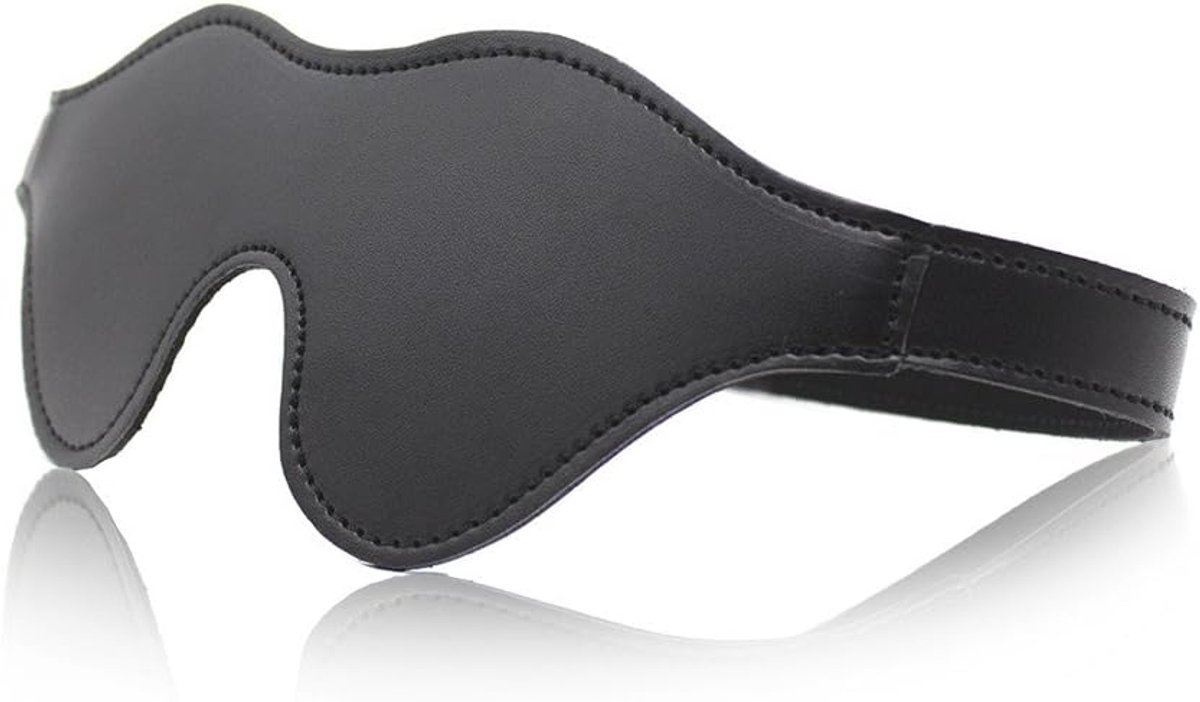 Women Men Blindfold Velcro Leather SM Fetish Bondage Sex Toy for Couples Eye Mask Cuffs, Black, One Size - ShopVlot