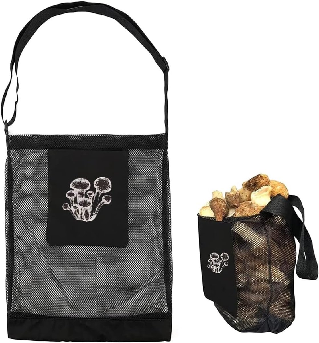 Reusable Food Bags, Mushroom Bag for Outdoor Fruit Gardens, Large Capacity Fruit Collecting Bag (Black) - ShopVlot