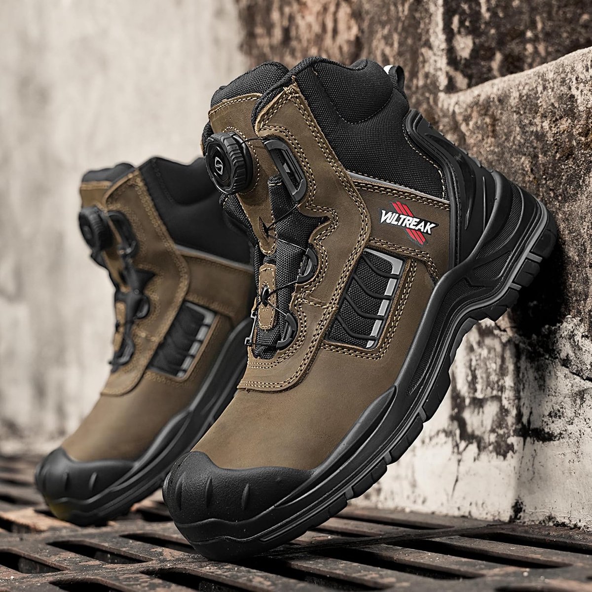 S3 SRC HRO werklaarzen voor heren met composietkap, werkschoenen met stalen neus, 37-47 EU, Lichtbruin, 43 EU - ShopVlot