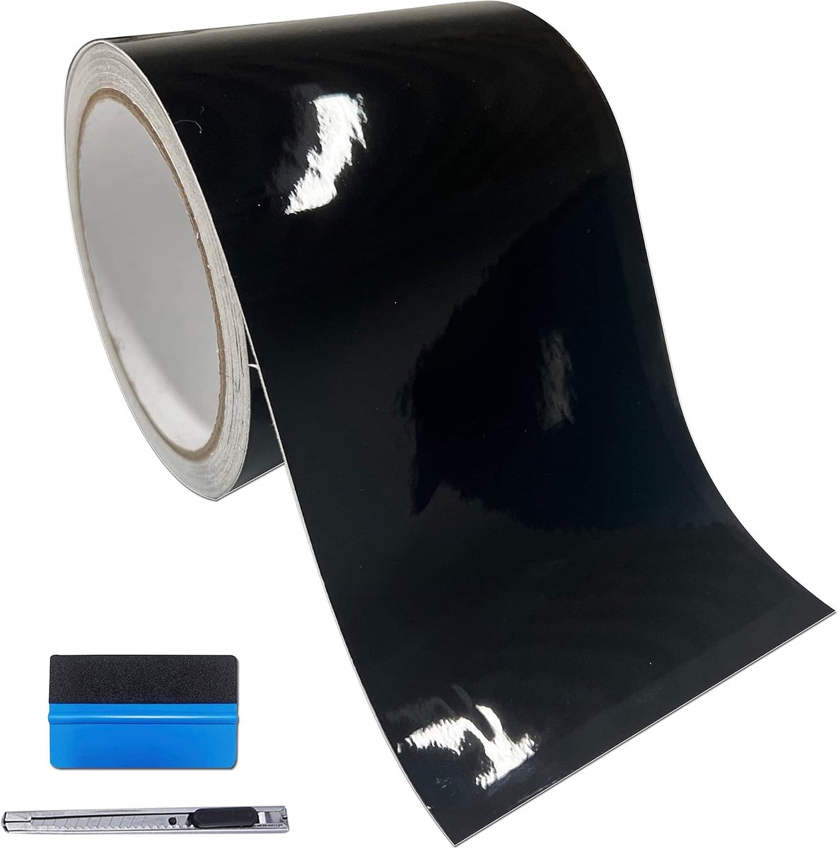 Vinyl envelop kit 7.5cm x 9m - hoogglans zwart - bubble-free installatie - voor raam- en deurtrim - ShopVlot