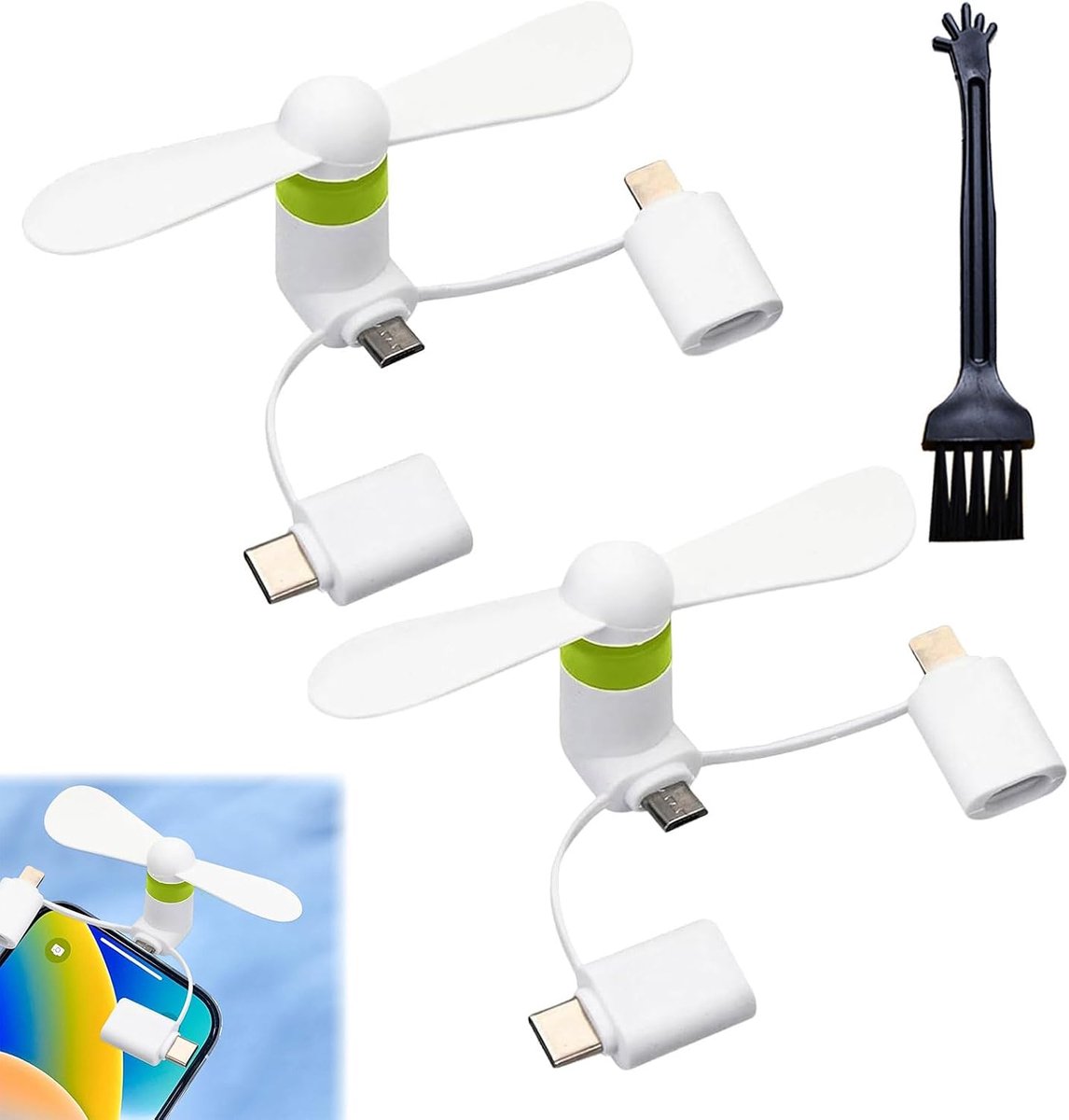 Mobiele telefoon ventilator - 2 stuks - draagbaar mini USB ventilator - krachtige koeling voor onderweg - ShopVlot