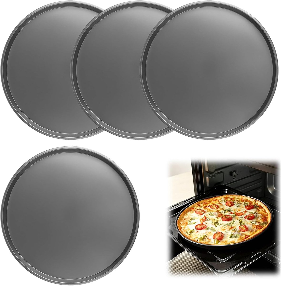 Pizzaplaat 28 cm - Ronde pizzaplaat - Hittebestendig koolstofstaal - Ideaal voor knapperige pizza's - ShopVlot