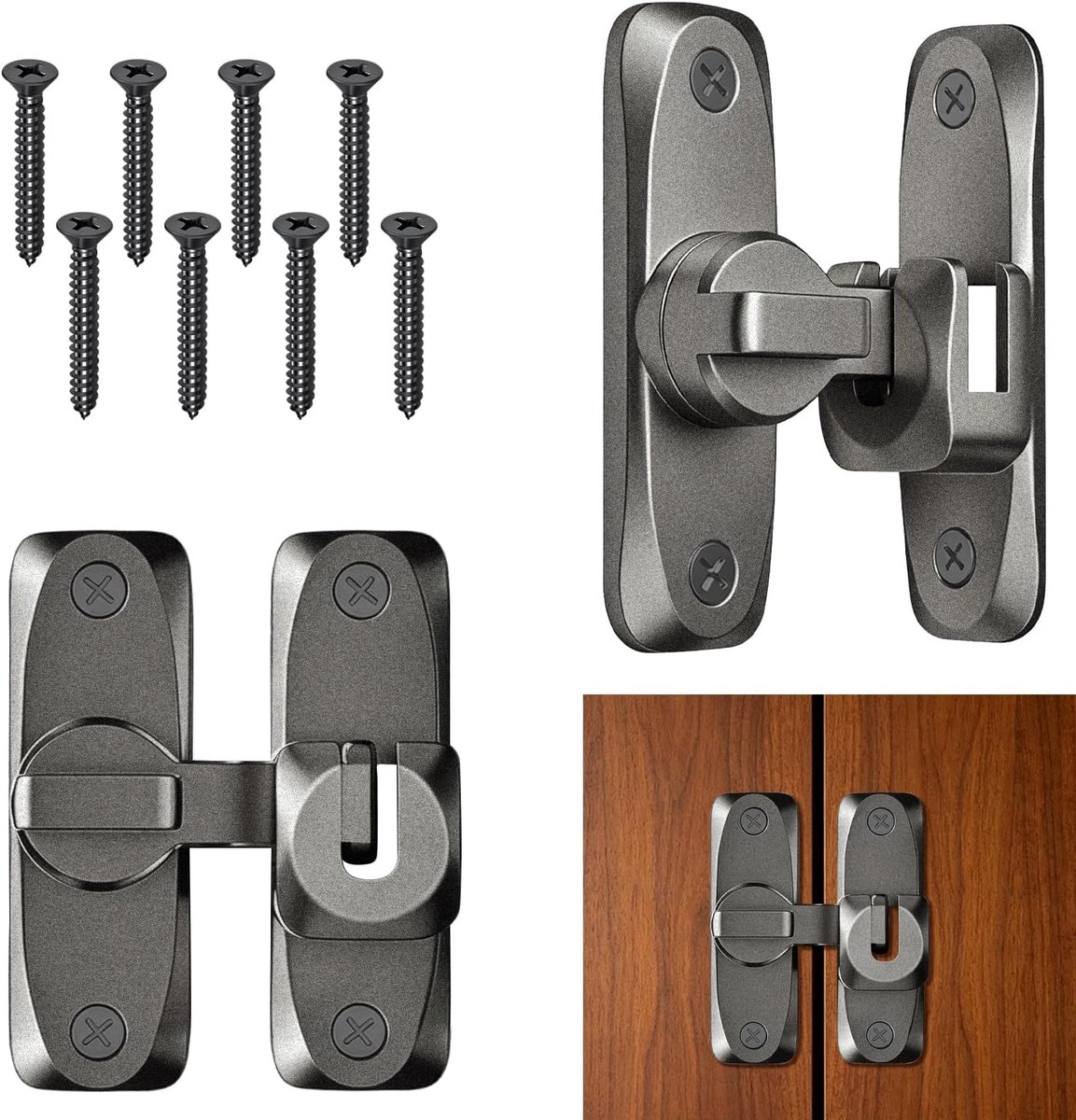 Schuifdeurslot 2 Stuks - Grijs Aluminium - Versterkt Ontwerp - Ideaal voor Badkamer - ShopVlot