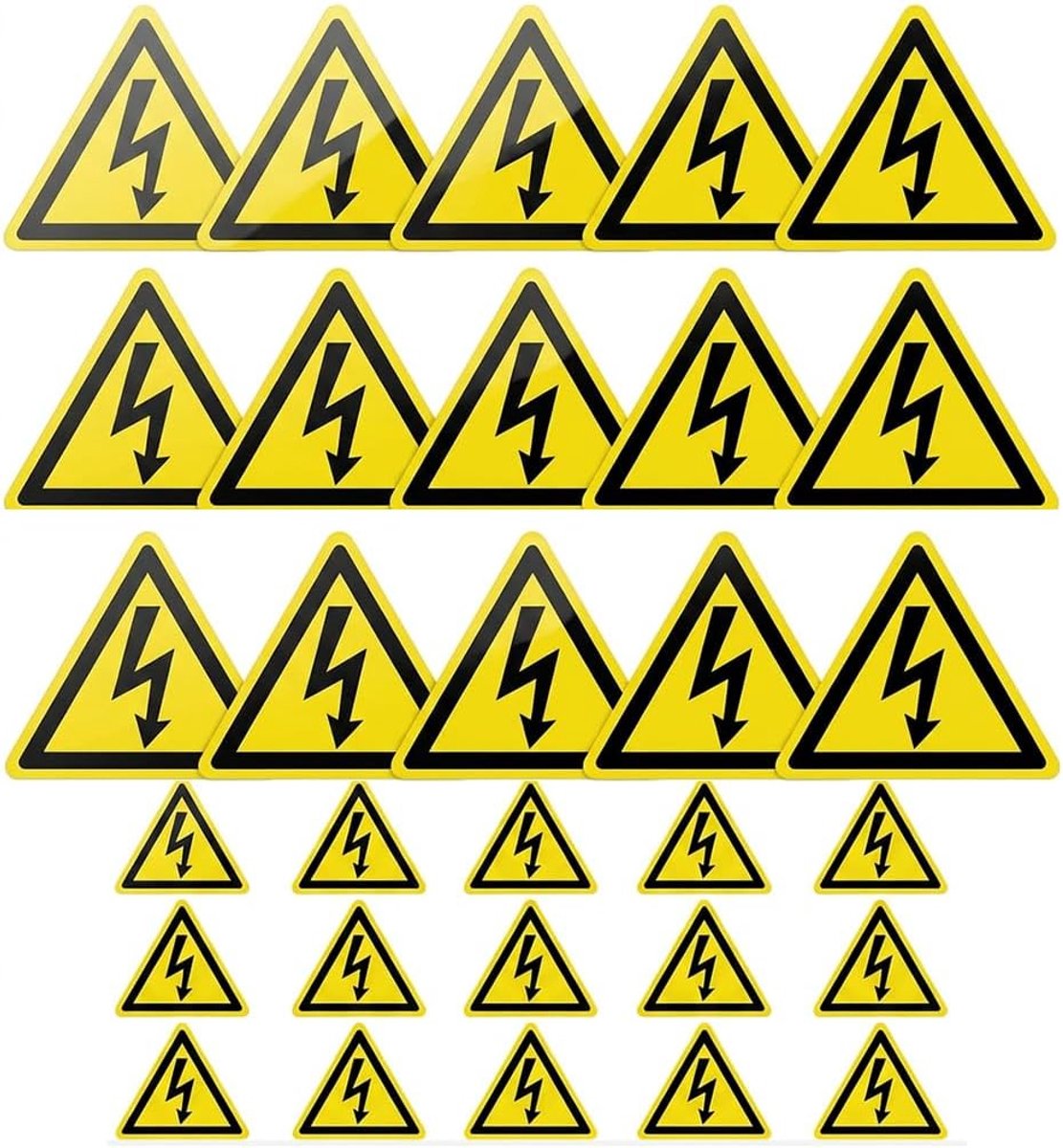 Waarschuwingsstickers elektrische spanning - 30 stuks - zelfklevend folie - weerbestendig voor binnen en buiten - ShopVlot