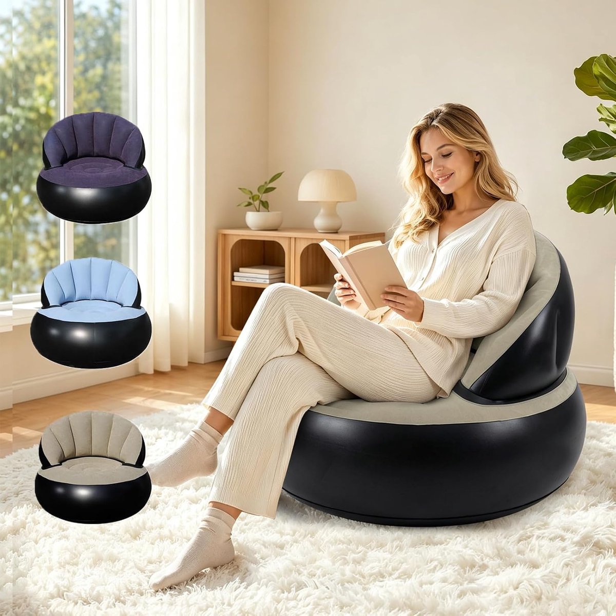 Opblaasbare bank - ultrazacht en krasbestendig - snel opblaasbaar - perfect voor camping en tuin - ShopVlot