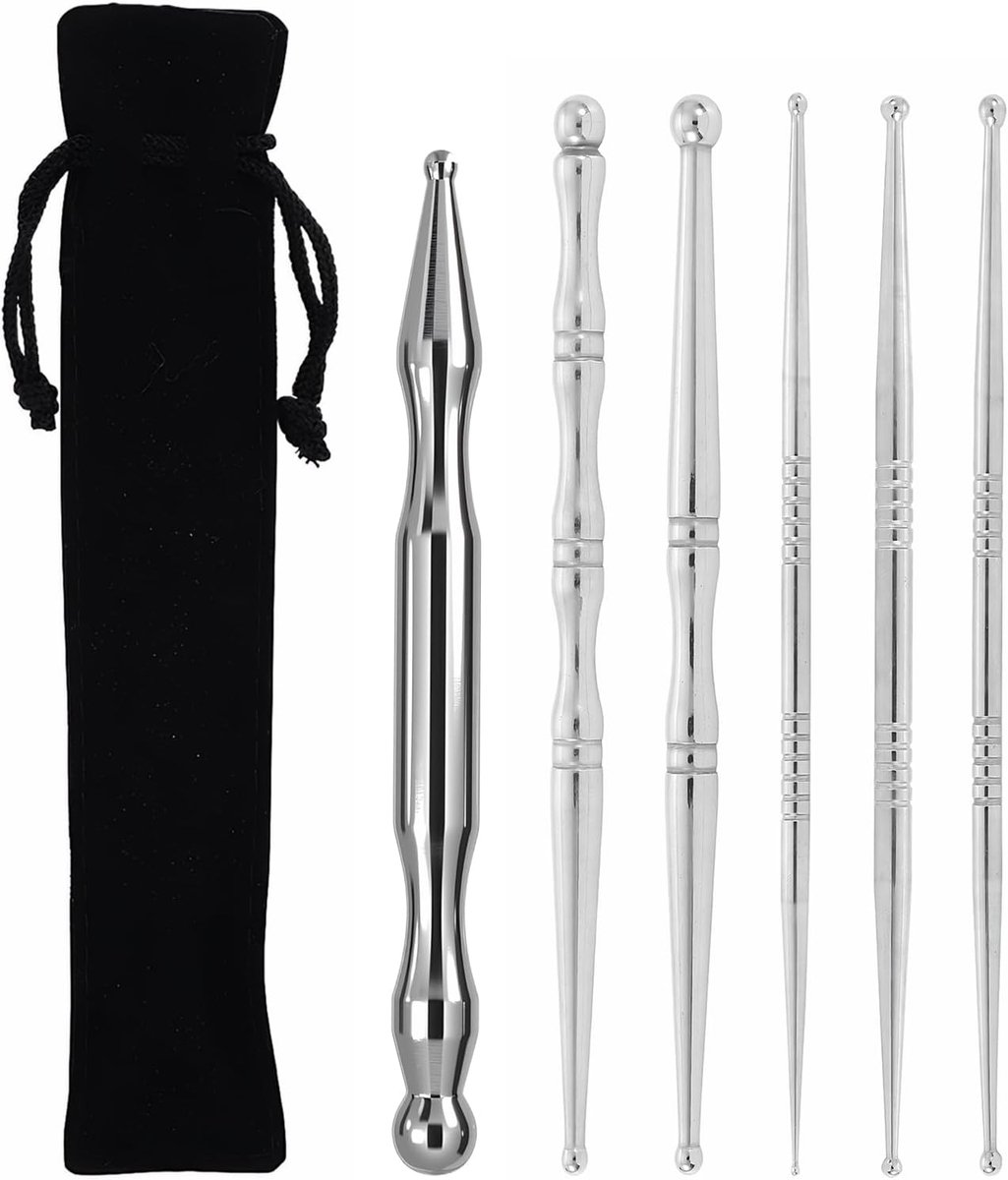 Acupunctuurnaalden 6 stuks - inclusief opbergtas - multifunctionele massagepen - voor ontspanning en gezondheid - ShopVlot
