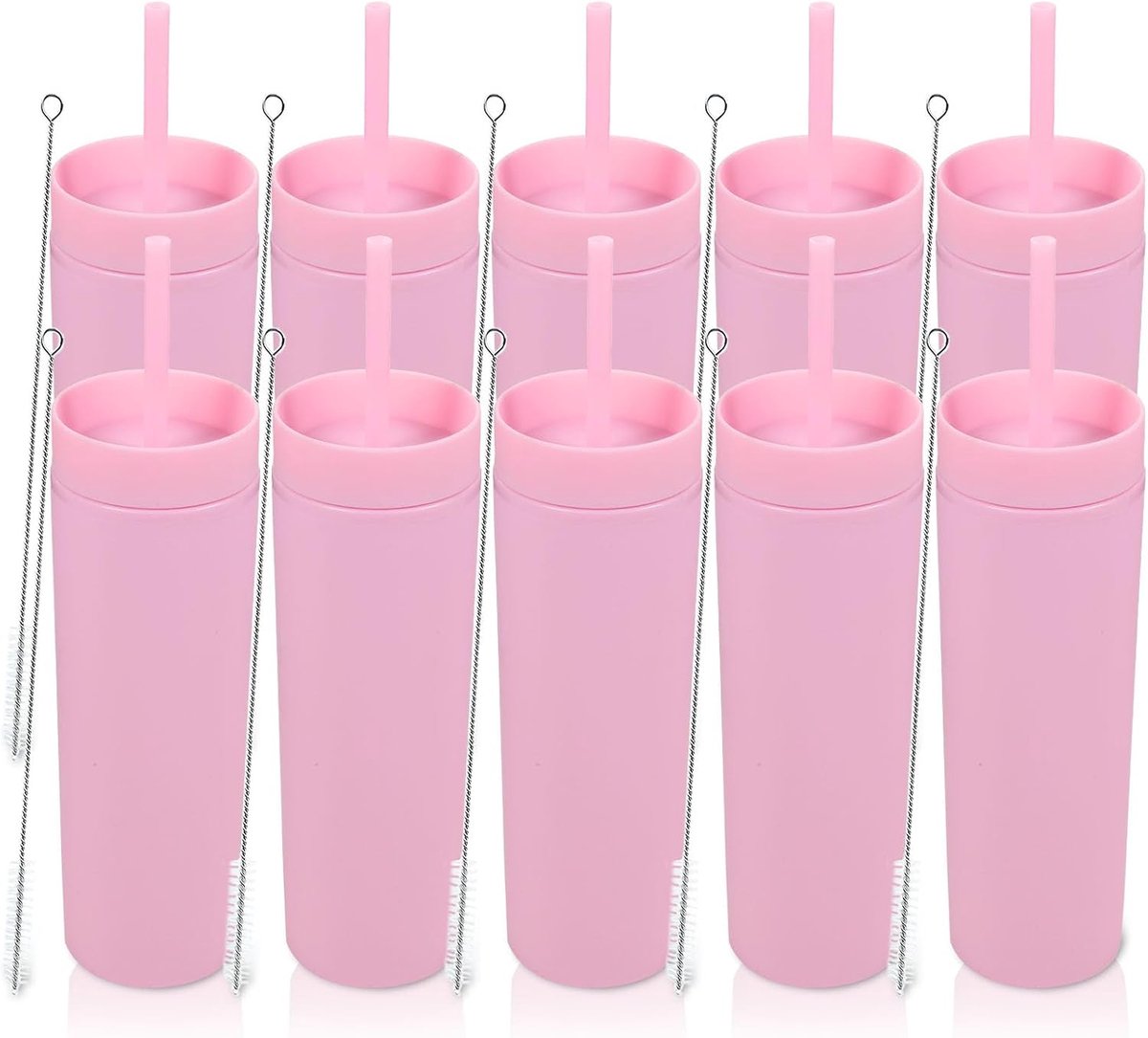 Plastic skinny cup 480ml - matte acryl - met deksel en rietje - ideaal voor onderweg - ShopVlot