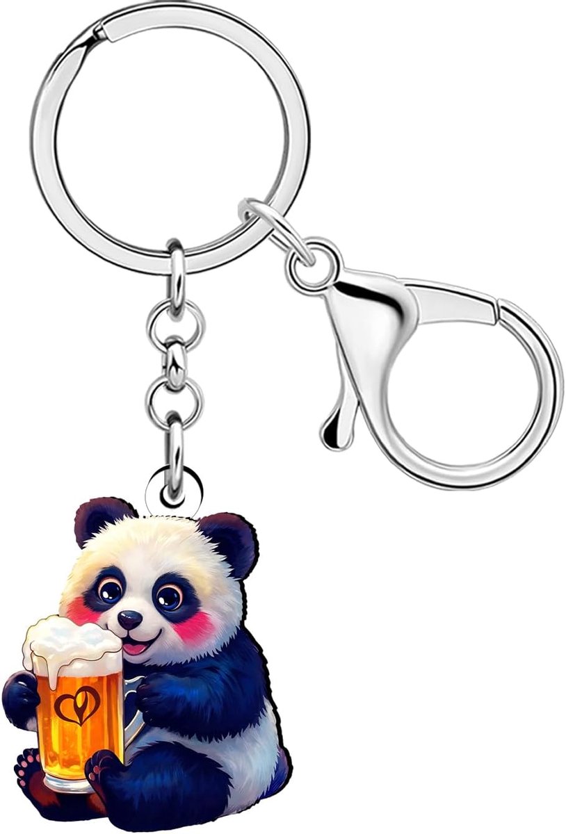 Bierpul sleutelhanger - acryl panda - schattig ontwerp - perfect voor bierliefhebbers - ShopVlot