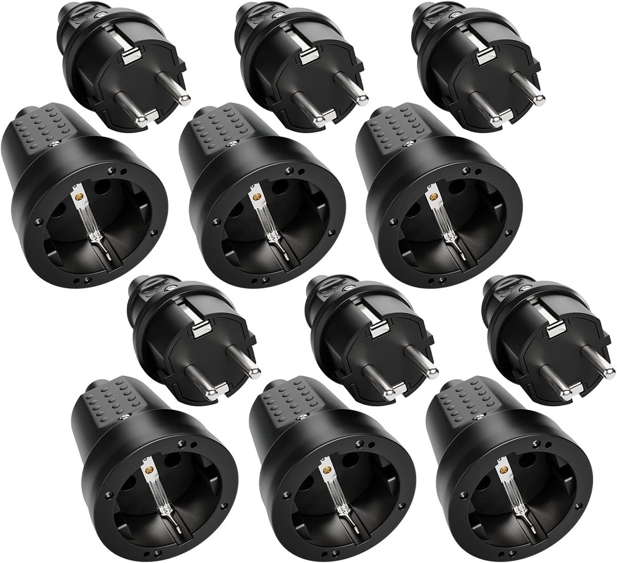 Stekker set 6 x male en 6 x female - rubber - met buigbescherming - ideaal voor binnengebruik - ShopVlot