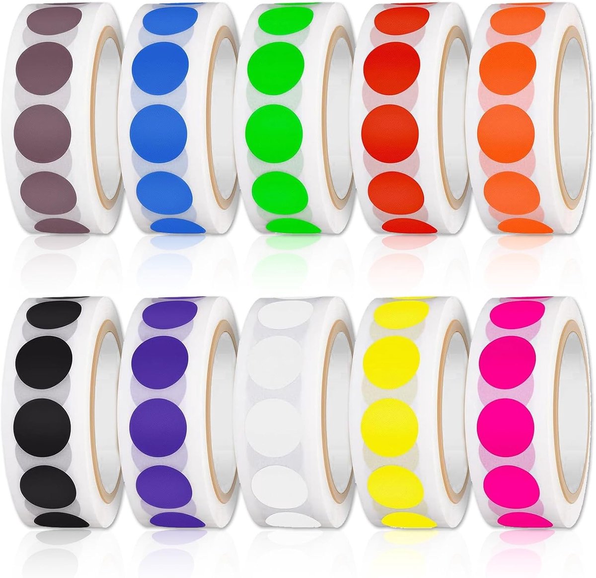 Kleurige stippenstickers rond 13mm - kleurcodering - 10000 stuks - ideaal voor kantoor en school - ShopVlot