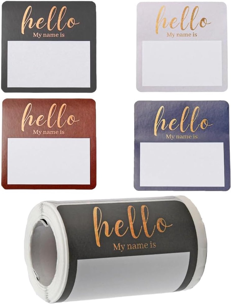 Naamstickers 100 stuks - 2.5 x 2.5 cm - goudfolie - waterproof voor kantoor en school - ShopVlot