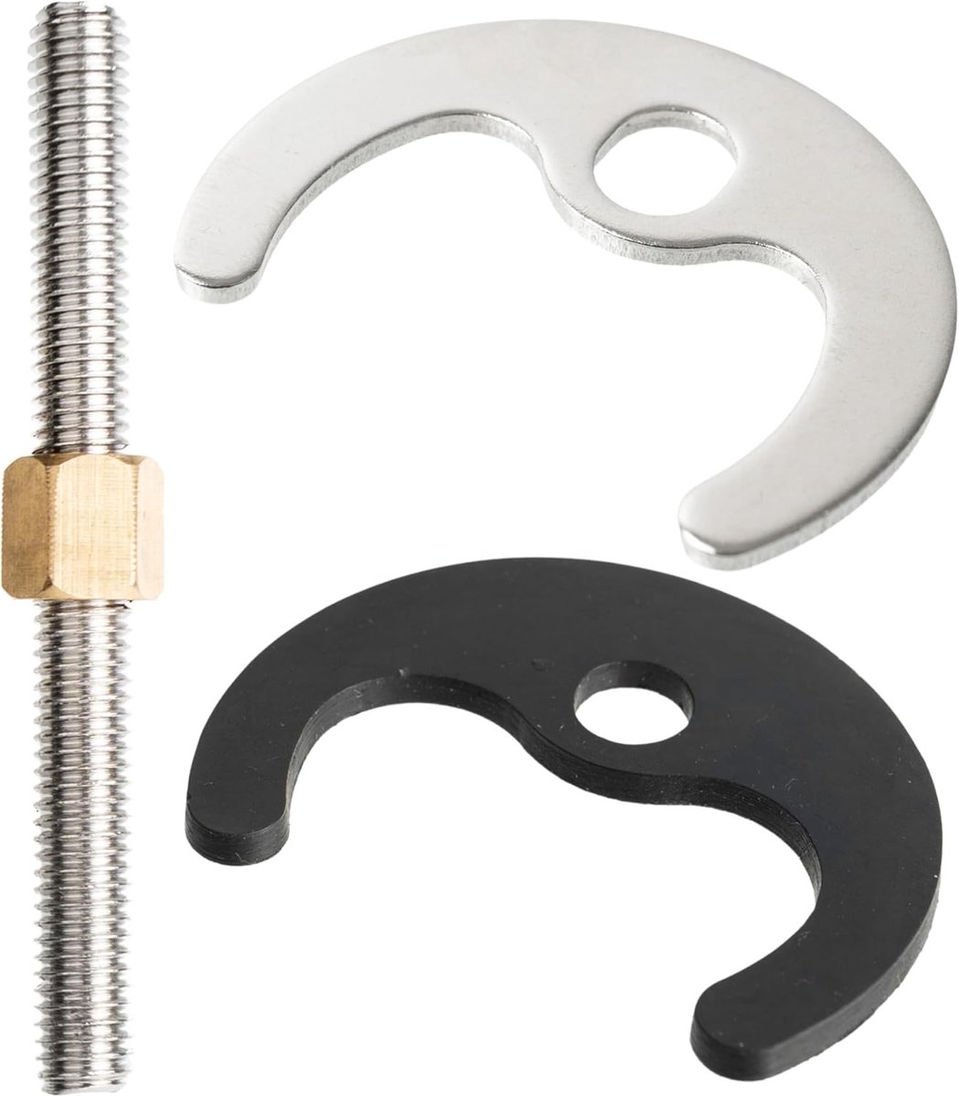 Montageset M8 x 130 mm - metalen draadstang - ééngaatjes hoefplaat met rubber - reparatie voor kranen - ShopVlot
