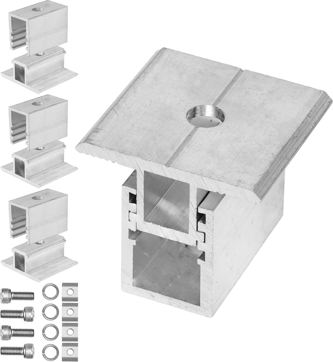 Verstelbare Centerklem voor Zonnepaneel - 4 Pack - Aluminium - Voor 30-45 mm Paneelhoogte - ShopVlot