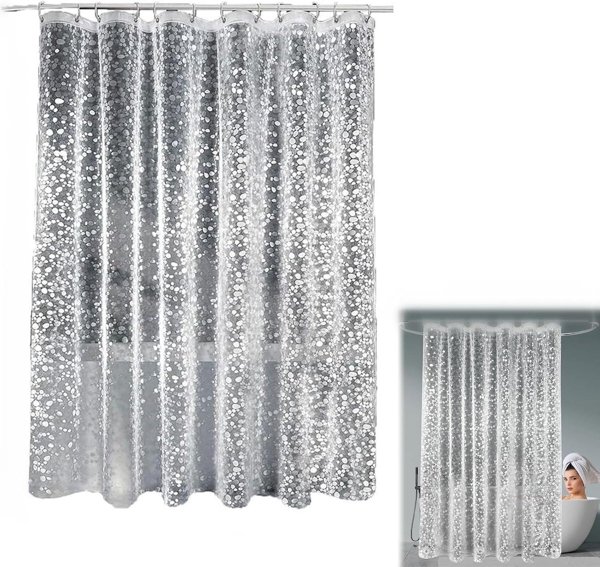 Douchegordijn waterdicht 3D semi-transparant - EVA stof - beschermt privacy - hygiënische badkamer - ShopVlot