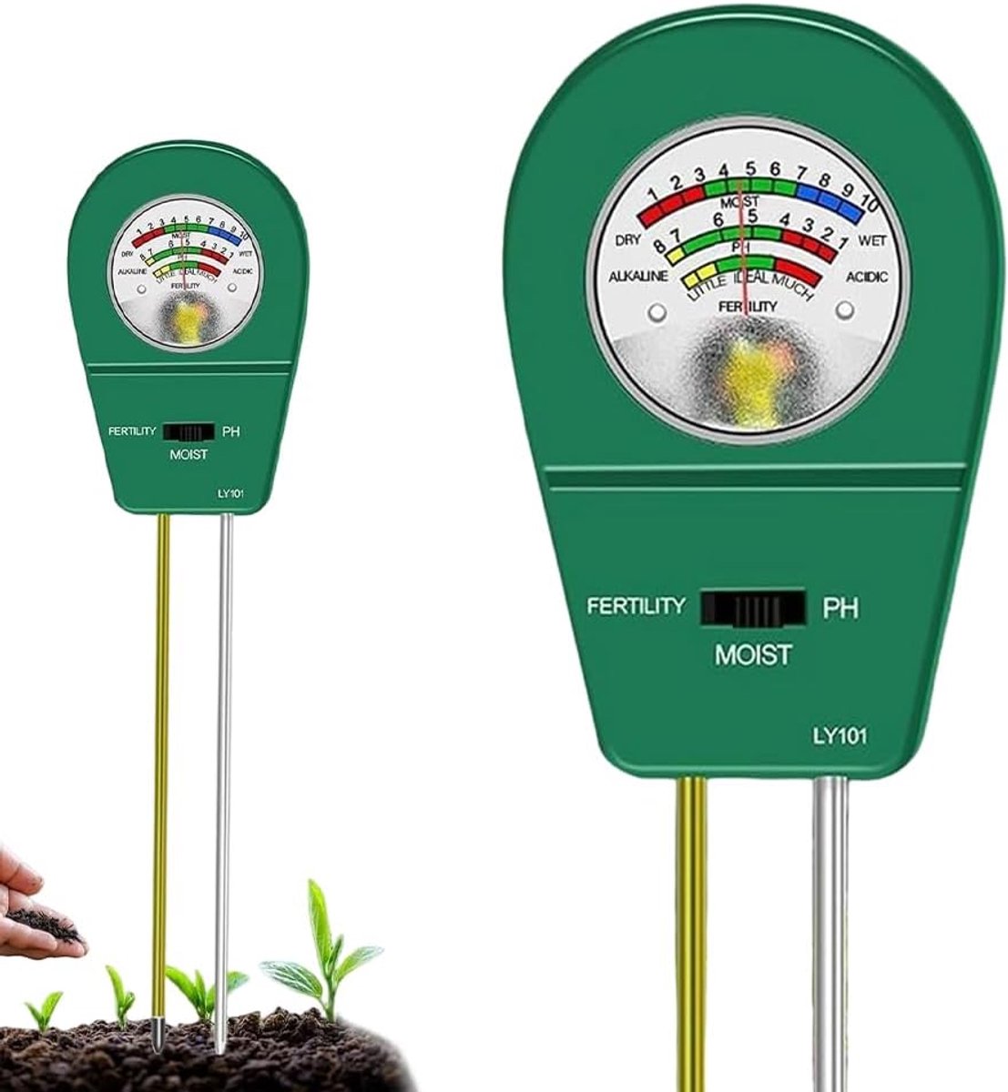 Bodemtest-meetinstrument 3-in-1 - vochtmeter - pH- en vruchtbaarheidstest - ideaal voor tuinieren - ShopVlot