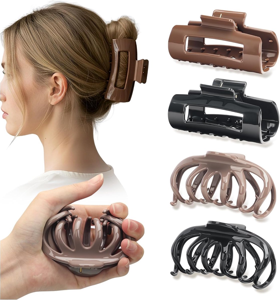 Haarclips 4-pack Wolkenvorm - Silicone - Zacht en flexibel - Geen haarbeschadiging - ShopVlot