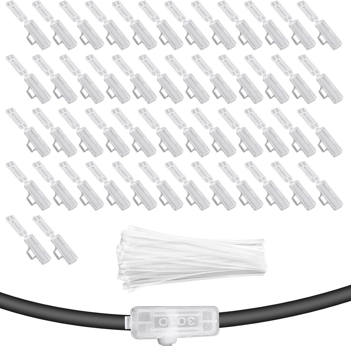 Kabellabels 50 stuks - transparant plastic 9 x 30 mm - met 100 kabelbinders - efficiënt kabels markeren - ShopVlot