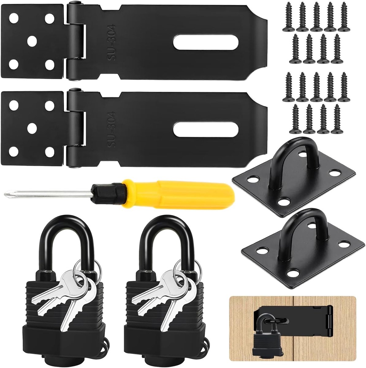 Stainless steel torfval reel padlock with screws door latch lock - ShopVlot
