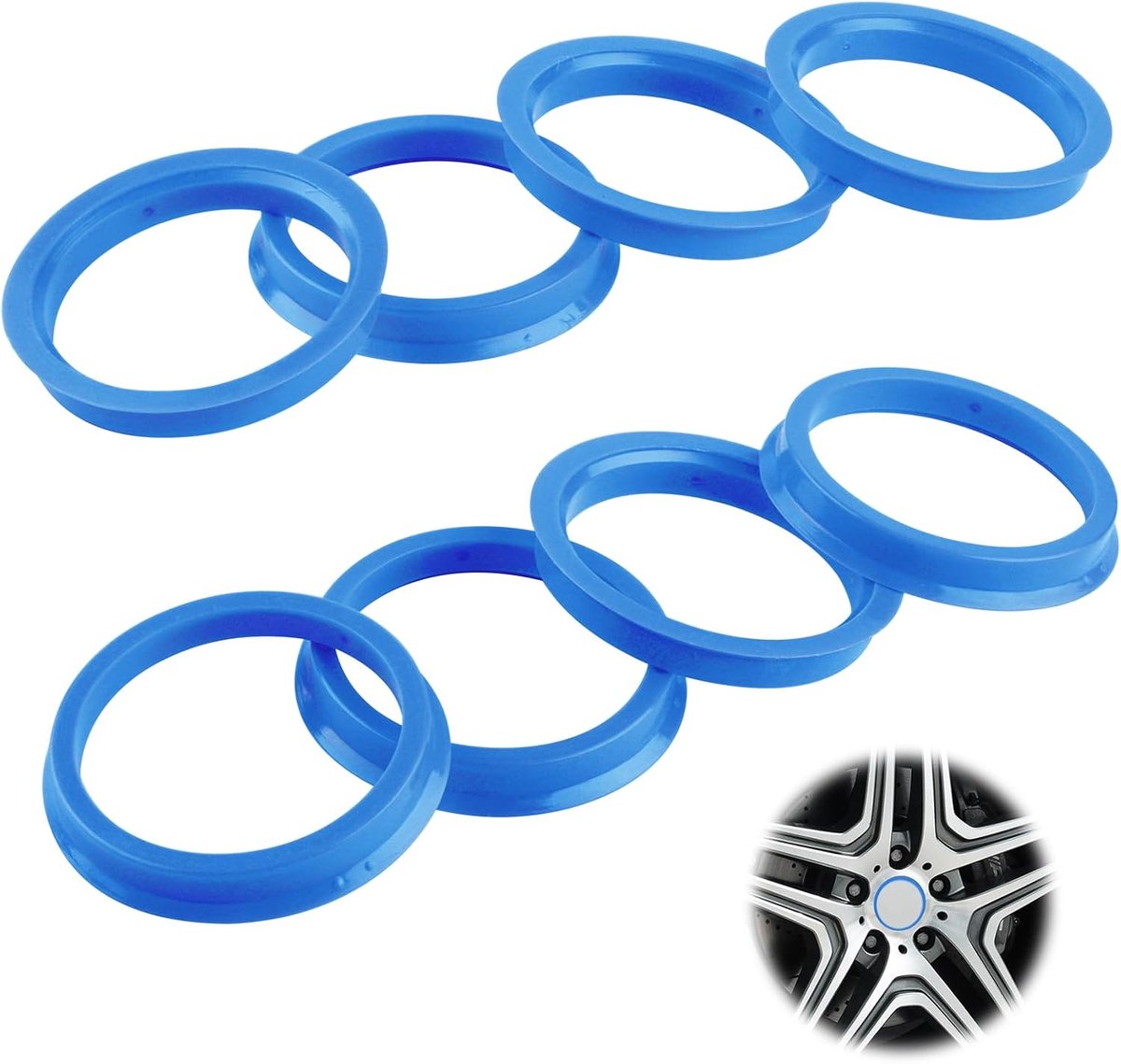 Centering Rings Pack of 8 66.5 to 57.1 Spacer Rings for Universal 66.6-57.1 Plastic Centering Rings Blue - ShopVlot