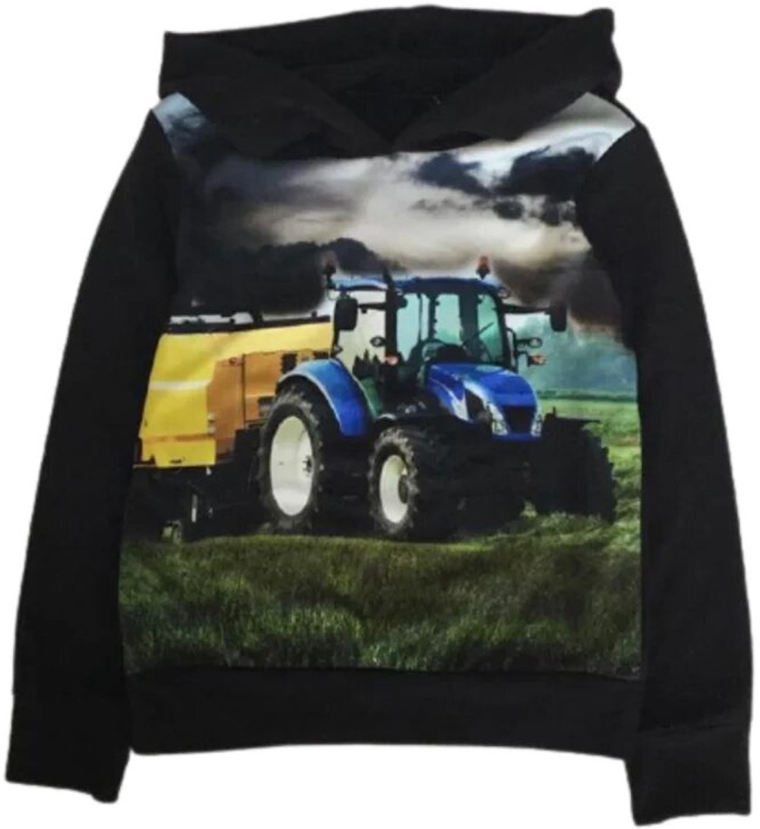 Hoodie met trekker en kar - Zwart - 86/92