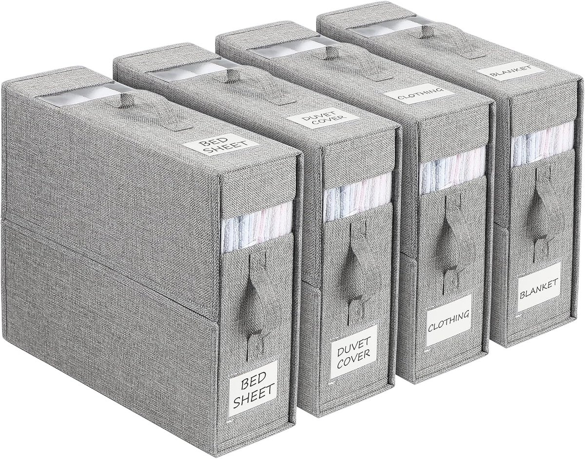 Bed Linen Storage Bag, 4 Pieces Foldable Bedding Organizer, Practical Storage of Bedding and Blankets for King & Queen - ShopVlot