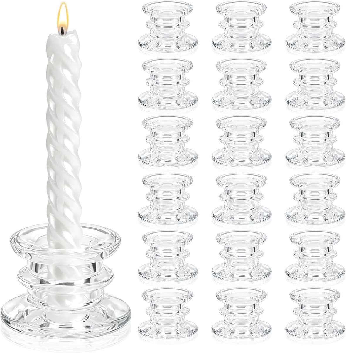 20 stuks heldere glazen kandelaars glazen kandelaars met conisch design kandelaars set voor rustieke bruiloft - ShopVlot